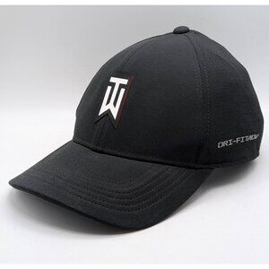 Nike Dri Fit Hat Tiger Woods Club Cap Swoosh Flex Mesh Breathable Black Small